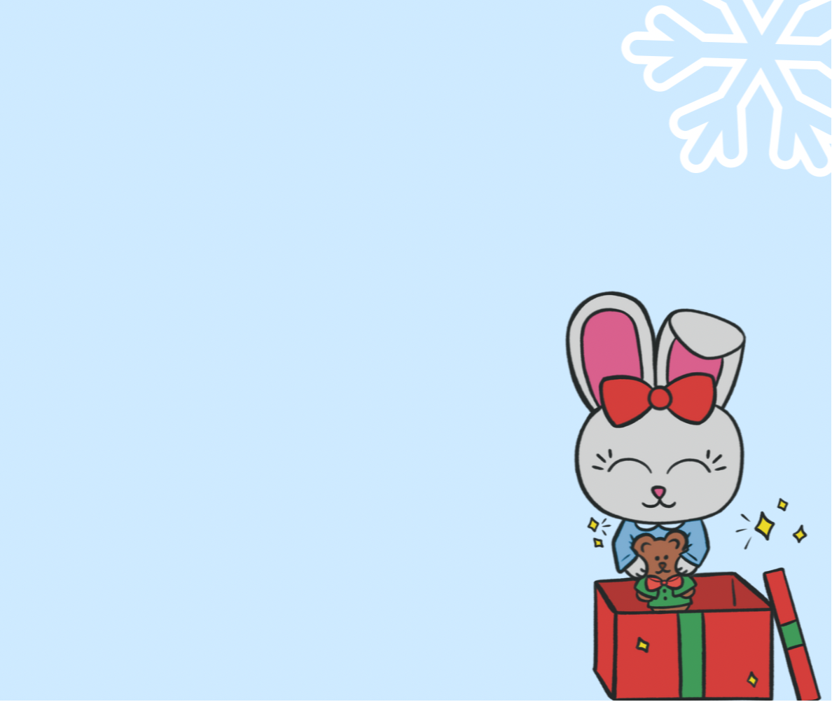 bunny holding a bear drawing