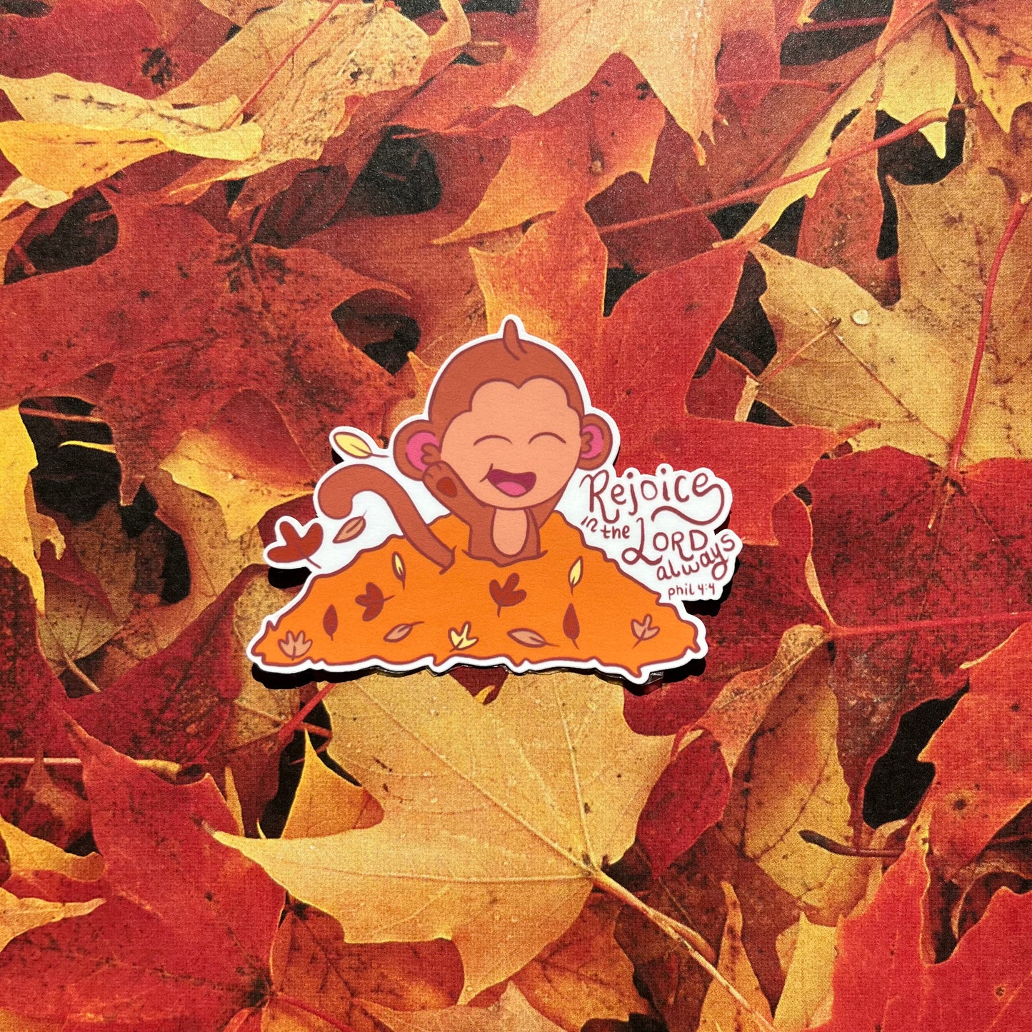 monkey in leaves sticker