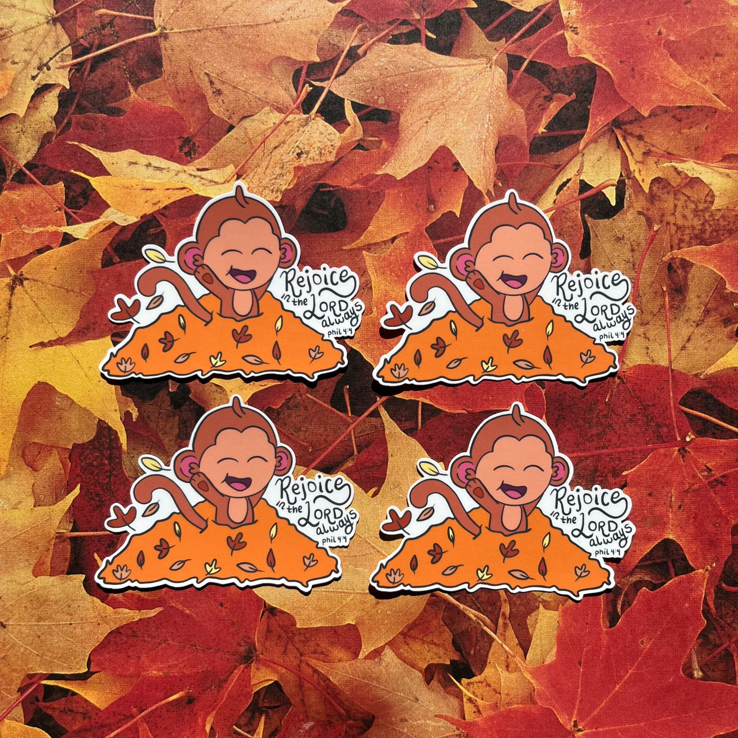 Bobo in Fall | Cute Monkey Bible Verse Sticker