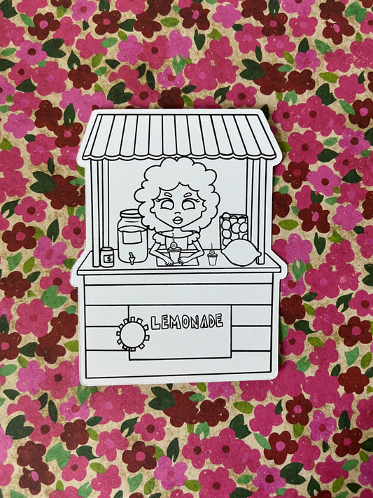Lemonade Stand Sticker - Colorable