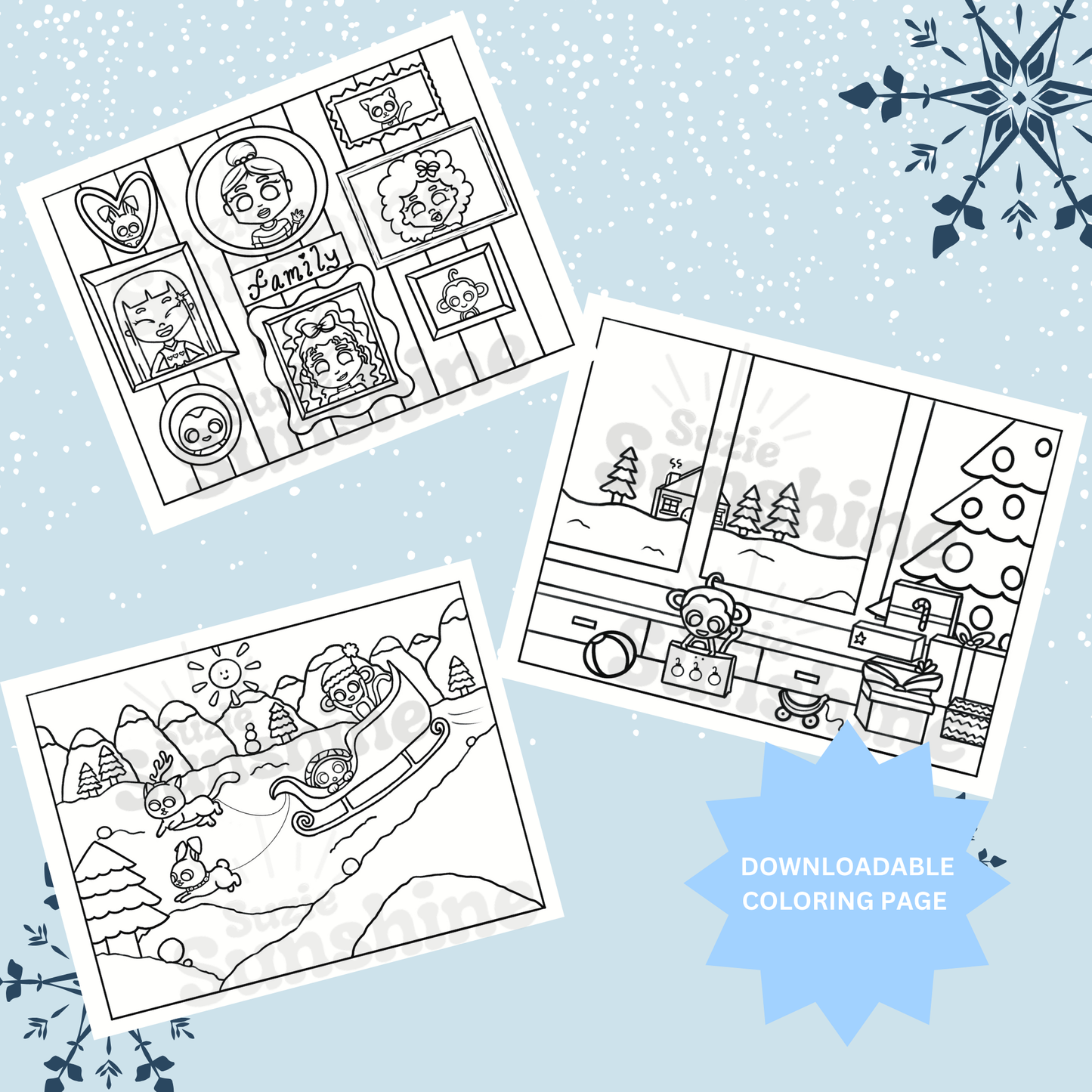 Winter - Holiday Coloring Pages Digital Download